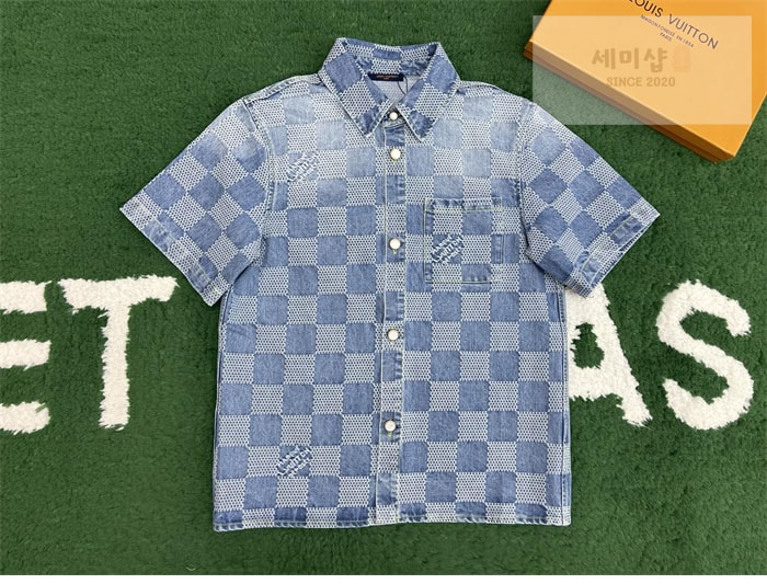 Louis Vuitton 루이비통 다미에 3D 라이트 데님 숏 슬리브드 셔츠 의류 2번 이미지