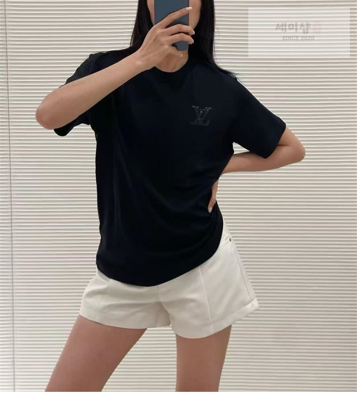 Louis Vuitton 루이비통 라인스톤 LV 엠벨리시드 저지 반팔 티셔츠 의류 2번 이미지