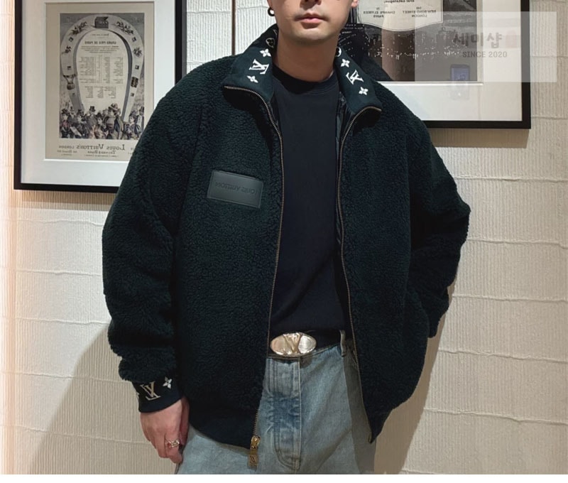 Louis Vuitton 루이비통 레더 패치 플리스 블루종 의류 2번 이미지