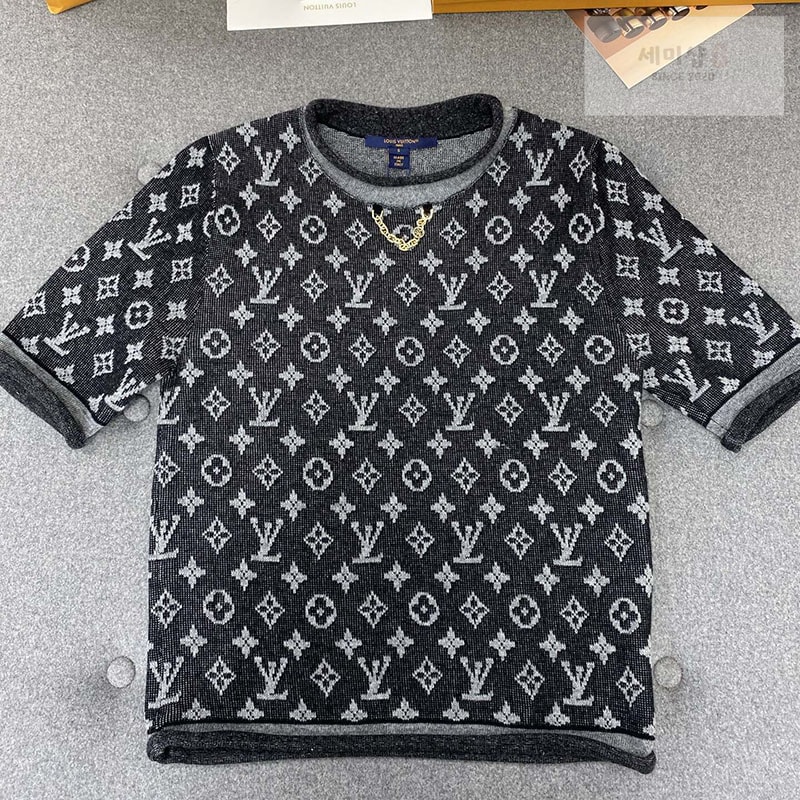 Louis Vuitton 루이비통 모노그램 로고플레이 자카드 코튼 울 반팔 니트 레플리카 14번 이미지 - 의류 | 세미샵 레플리카 사이트