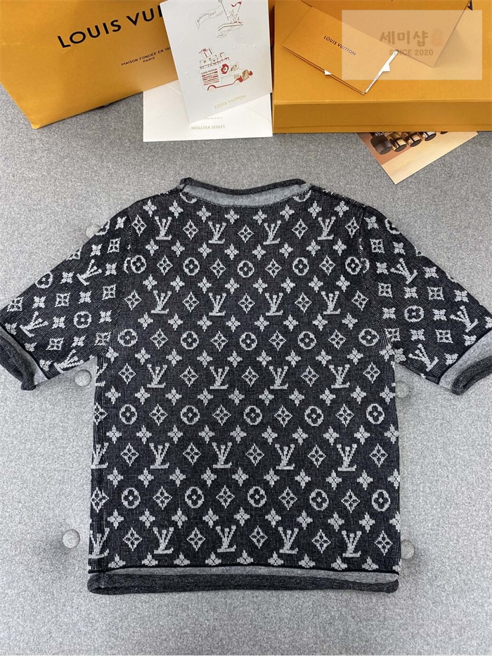 Louis Vuitton 루이비통 모노그램 로고플레이 자카드 코튼 울 반팔 니트 레플리카 3번 이미지 - 의류 | 세미샵 레플리카 사이트