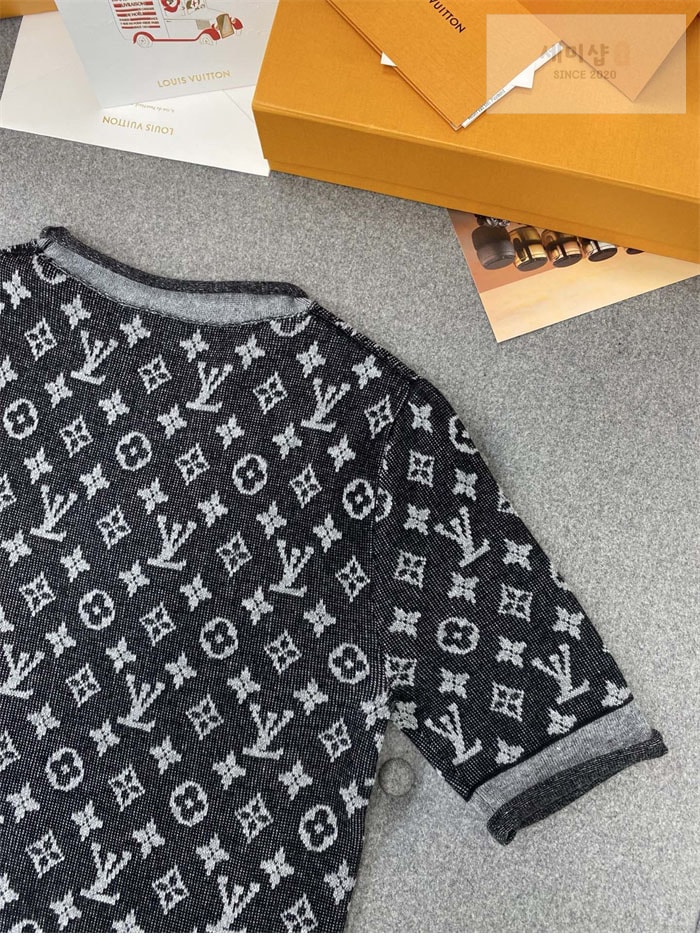 Louis Vuitton 루이비통 모노그램 로고플레이 자카드 코튼 울 반팔 니트 레플리카 5번 이미지 - 의류 | 세미샵 레플리카 사이트