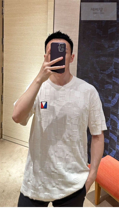 Louis Vuitton 루이비통 아메리카 컵 다미에 자카드 반팔 티셔츠 1AFVRT 의류 8번 이미지