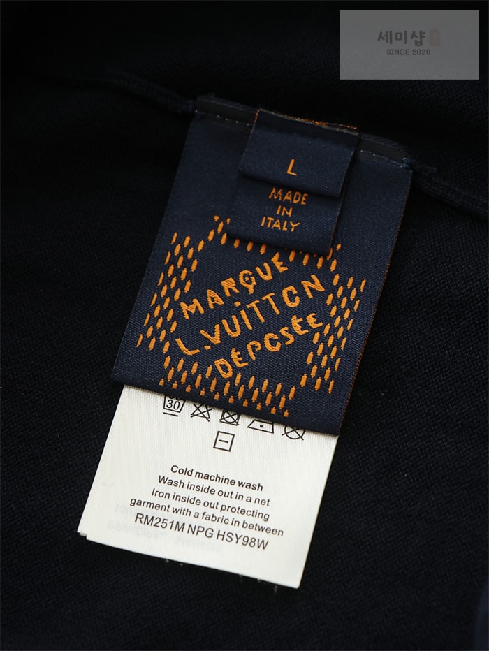 Louis Vuitton 루이비통 엠브로이더드 쇼트 슬리브드 코튼 블렌드 폴로 셔츠 네이비 의류 10번 이미지