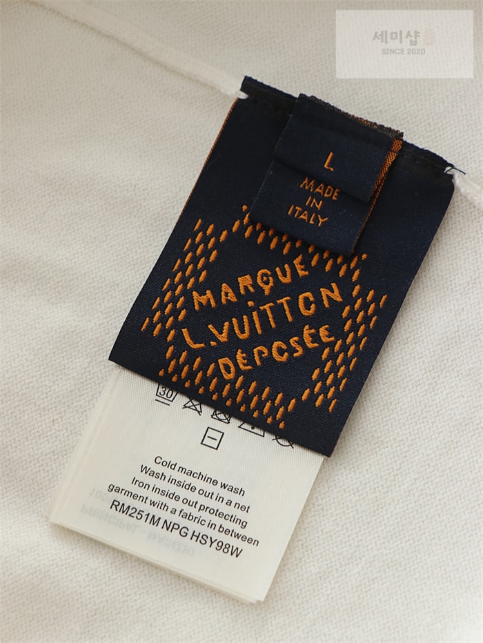 Louis Vuitton 루이비통 엠브로이더드 쇼트 슬리브드 코튼 블렌드 폴로 셔츠 네이비 의류 27번 이미지