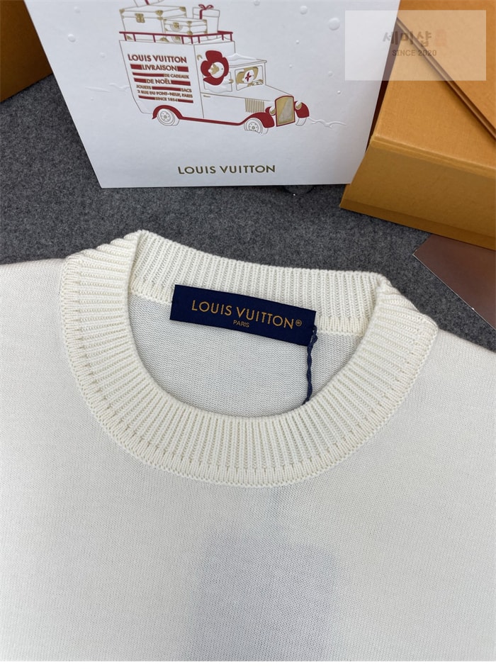 Louis Vuitton 루이비통 엠브로이더드 시그니처 쇼트 슬리브 코튼 니트 반팔 블랙 의류 6번 이미지