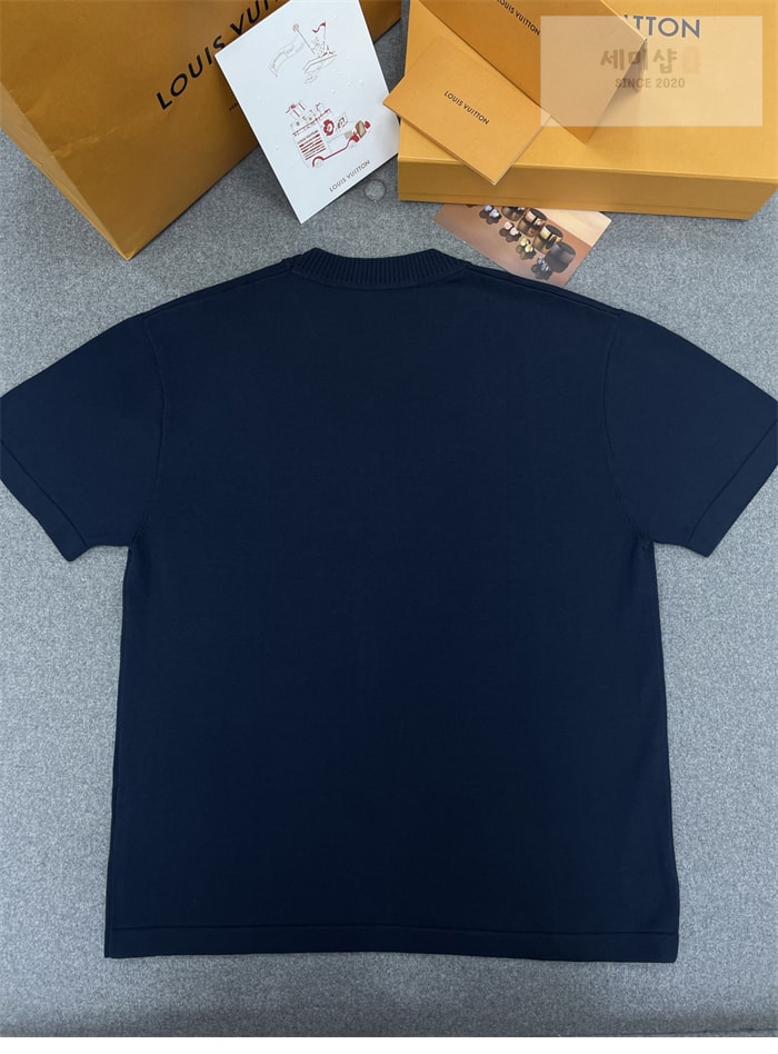 Louis Vuitton 루이비통 엠브로이더드 시그니처 쇼트 슬리브 코튼 니트 반팔 블랙 의류 9번 이미지