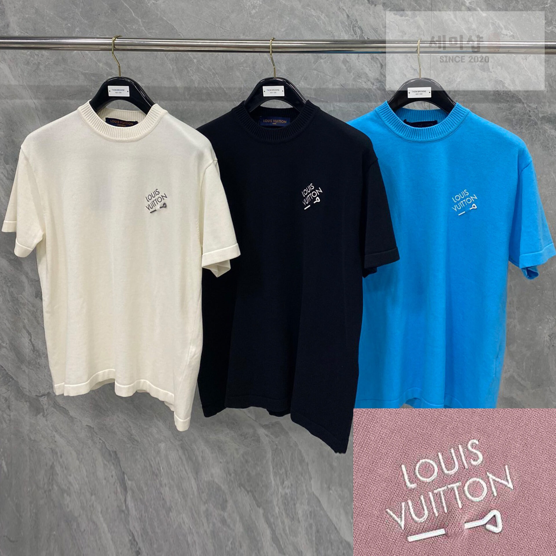 Louis Vuitton 루이비통 엠브로이더드 시그니처 쇼트 슬리브 코튼 니트 반팔 “4COLOR” NO.1 의류 17번 이미지