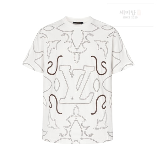 Louis Vuitton 루이비통 엠브로이더드 LV로고 프린팅 반팔 티셔츠 의류 15번 이미지