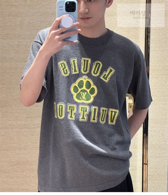 Louis Vuitton 루이비통 LV 도그 포 인따르시아 코튼 크루넥 반팔 의류 2번 이미지