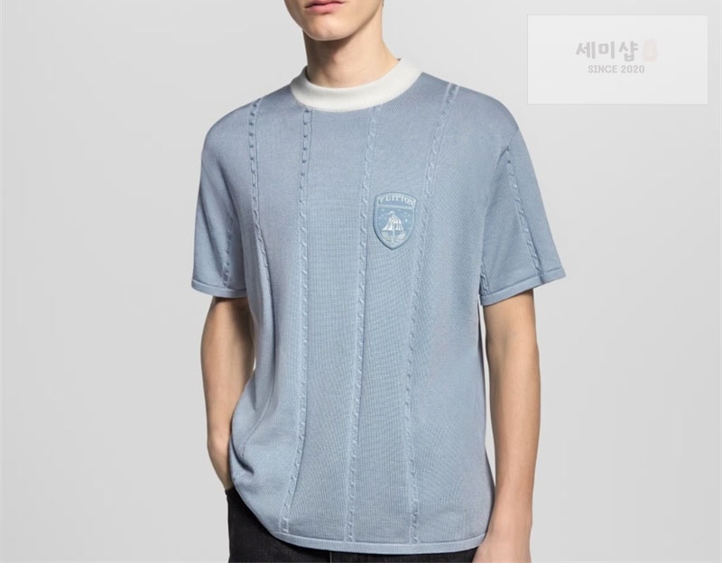 루이비통 루이비통 LV 리그 패치 인따르시아 실크 코튼 반팔 크루넥 티셔츠 의류 1번 이미지