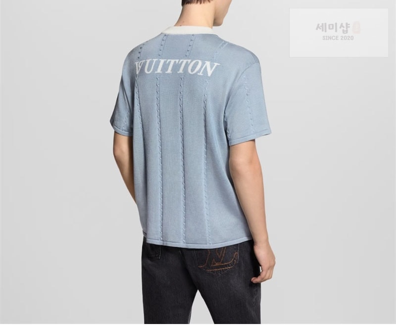 루이비통 루이비통 LV 리그 패치 인따르시아 실크 코튼 반팔 크루넥 티셔츠 의류 9번 이미지