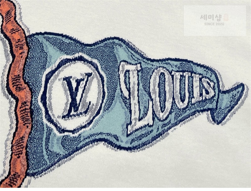 루이비통 루이비통 LV 클럽 플래그 모티프 인따르시아 그래픽 티셔츠 의류 9번 이미지