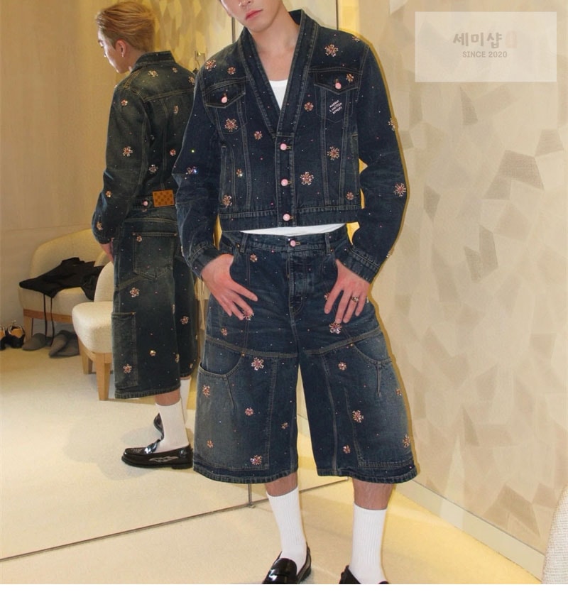 Louis Vuitton 루이비통 x 니고 라인스톤 플로럴 엠브로이더드 데님 기모노 자켓 의류 16번 이미지