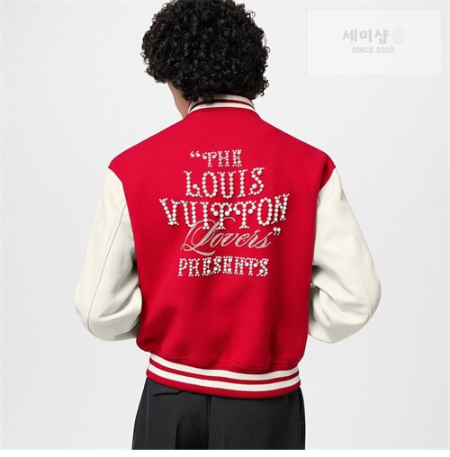 Louis Vuitton 루이비통 x 퍼렐 믹스 레더 바시티 블루종 자켓 의류 3번 이미지
