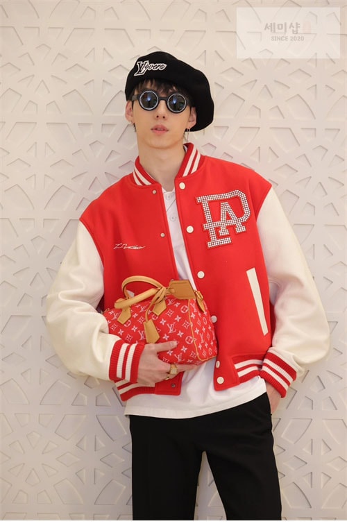 Louis Vuitton 루이비통 x 퍼렐 믹스 레더 바시티 블루종 자켓 의류 16번 이미지