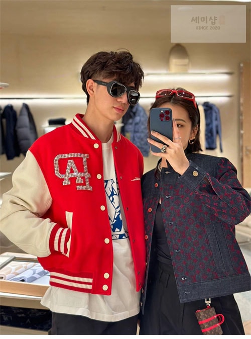 Louis Vuitton 루이비통 x 퍼렐 믹스 레더 바시티 블루종 자켓 의류 22번 이미지