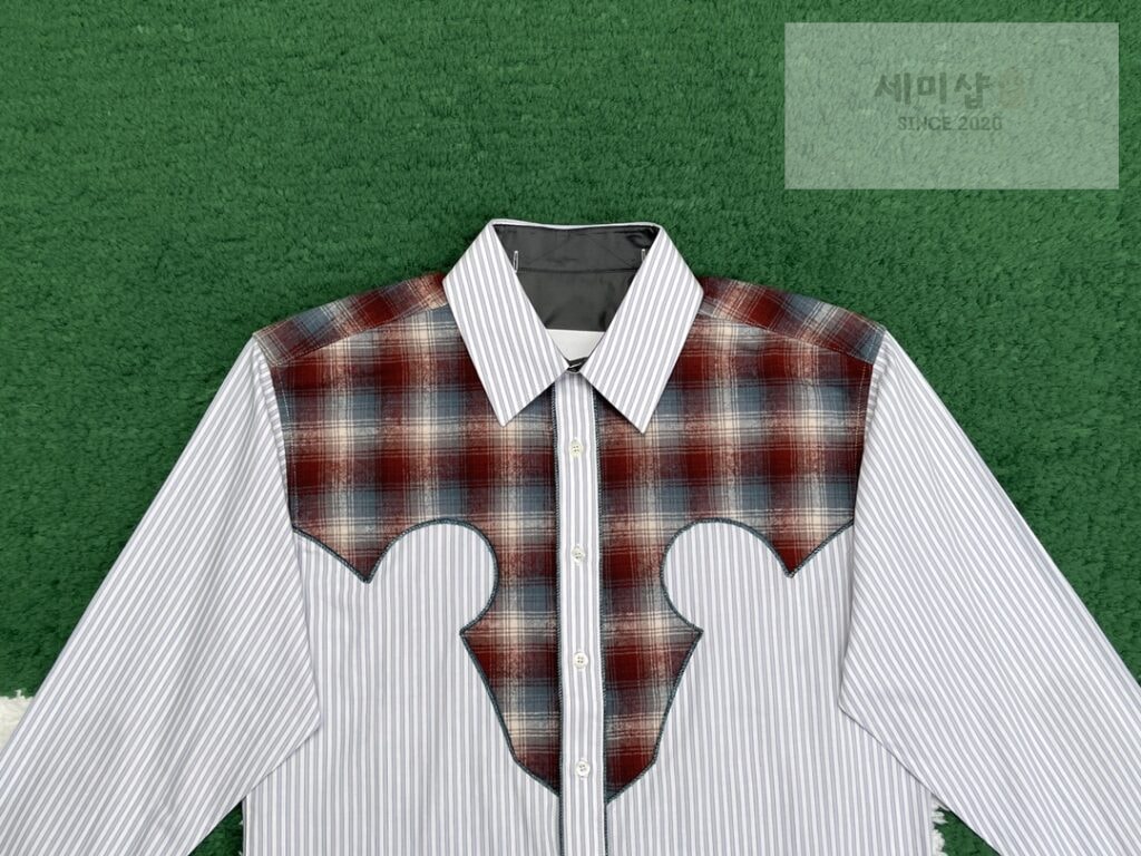 Maison Margiela 마르지엘라 23FW 그레이 & 브라운 코튼 체크 스트라이프 셔츠 레플리카 5번 이미지 - 의류 | 세미샵 레플리카 사이트