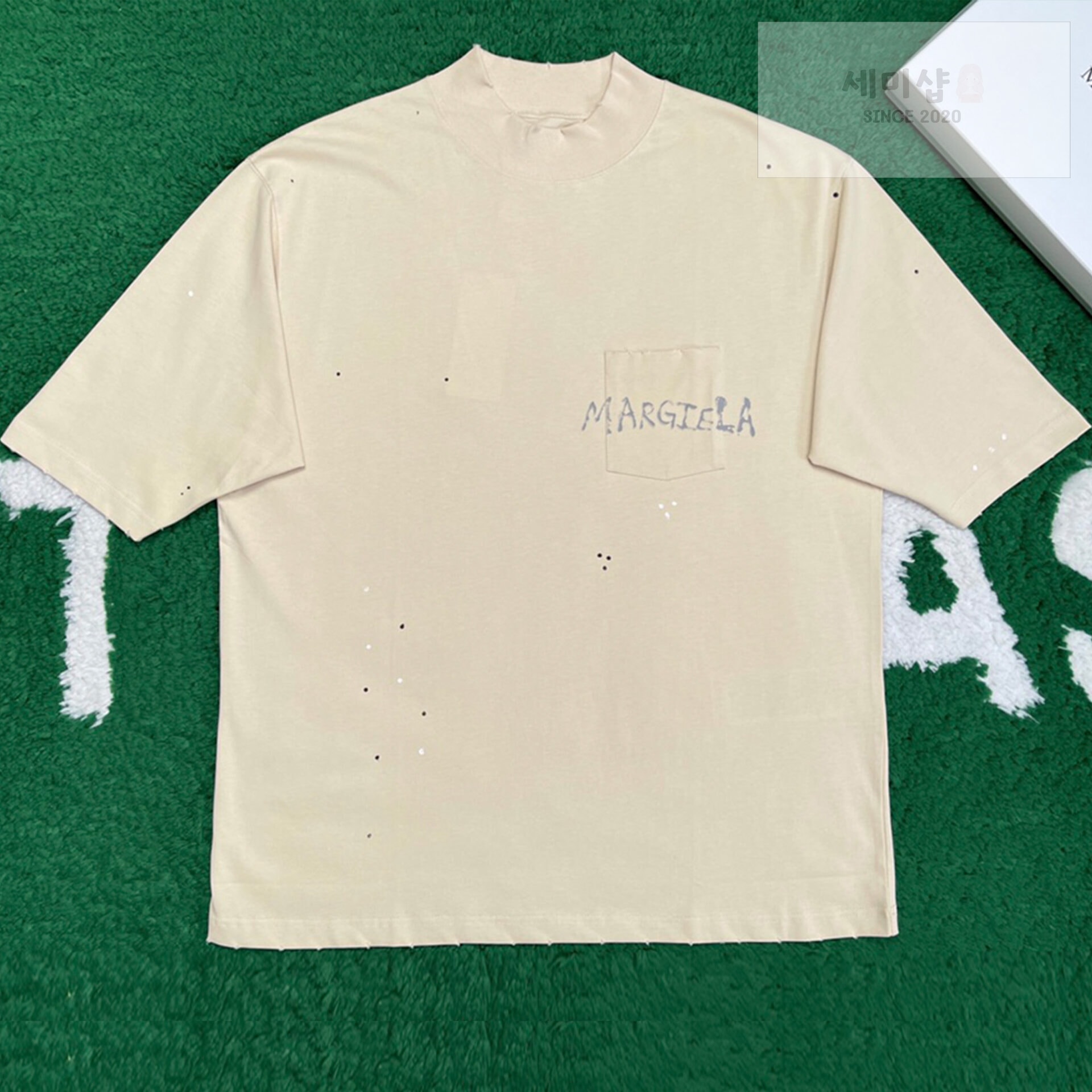 Maison Margiela 마르지엘라 24SS 페인팅 로고 반팔 티셔츠 베이지 의류 1번 이미지