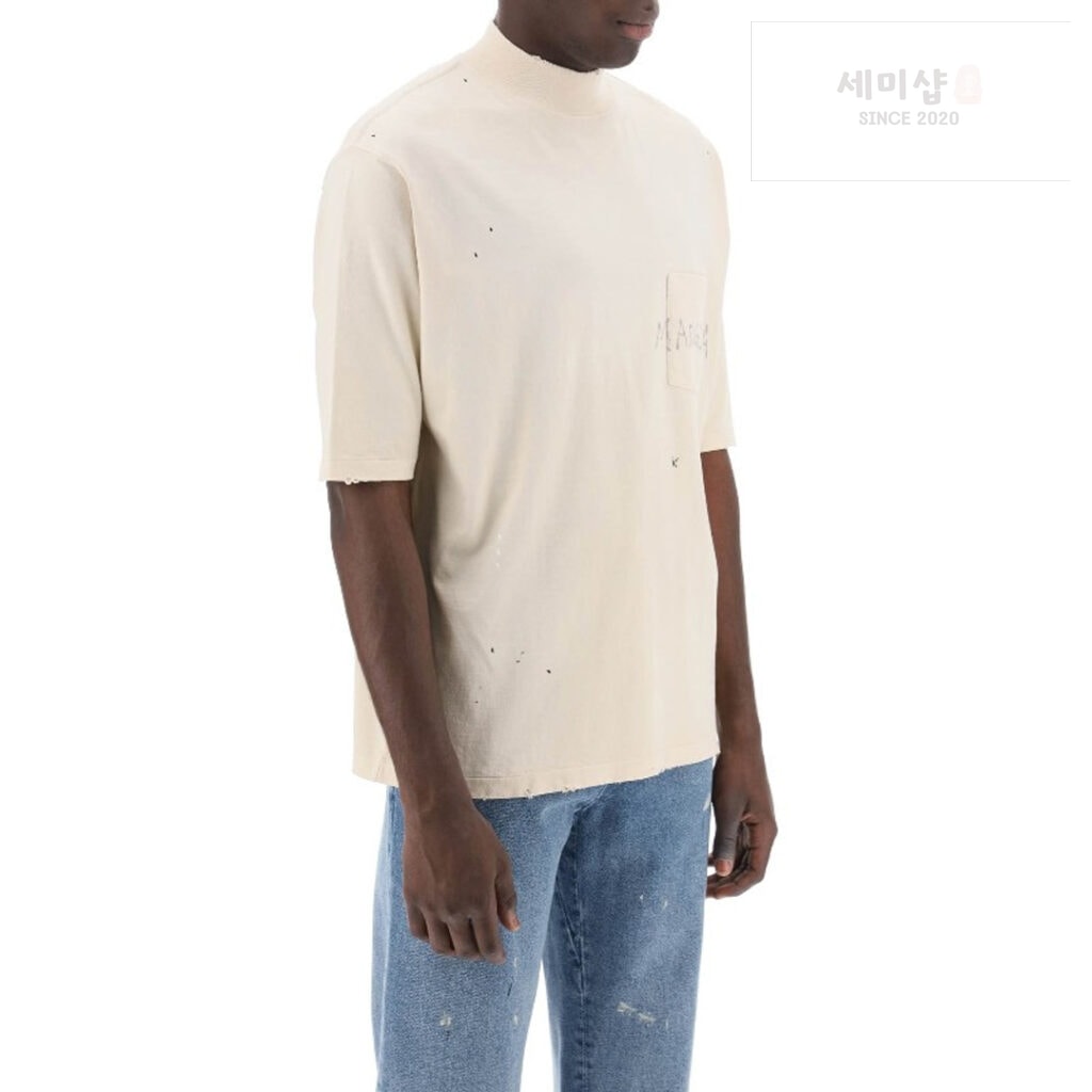 Maison Margiela 마르지엘라 24SS 페인팅 로고 반팔 티셔츠 베이지 의류 3번 이미지