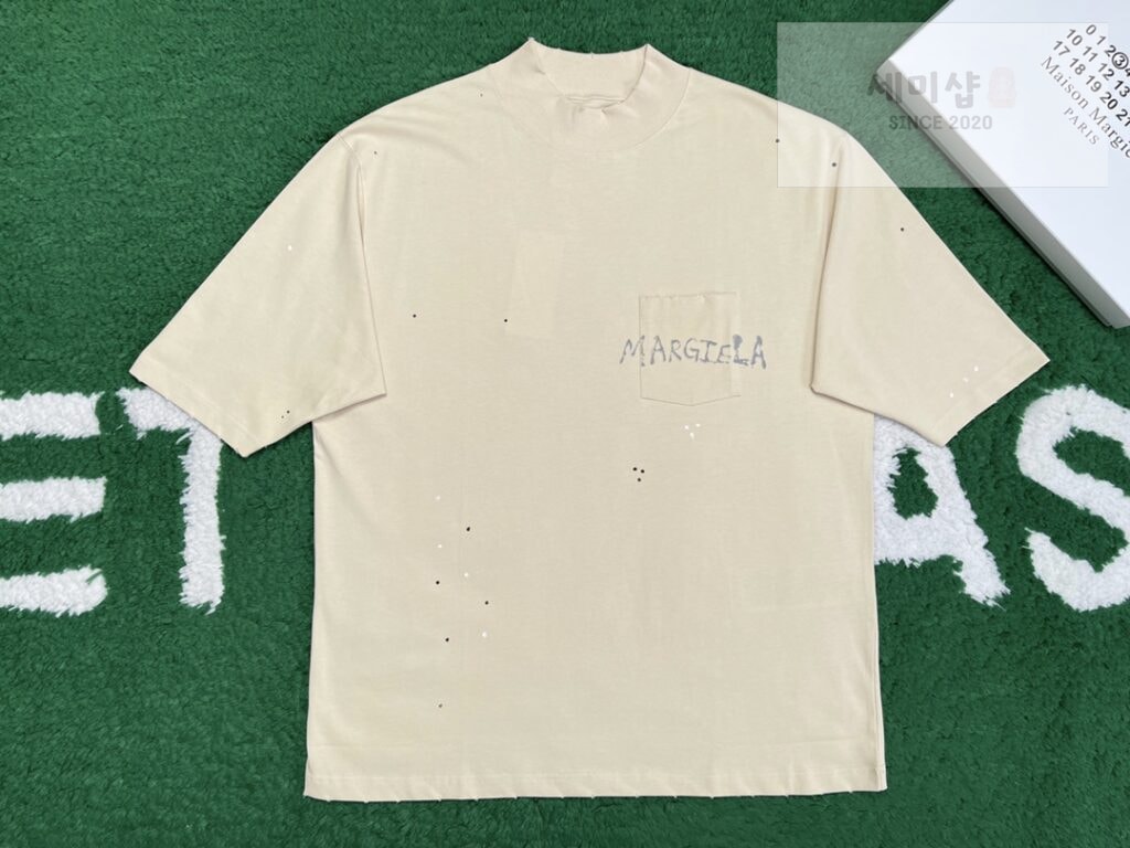 Maison Margiela 마르지엘라 24SS 페인팅 로고 반팔 티셔츠 베이지 의류 5번 이미지