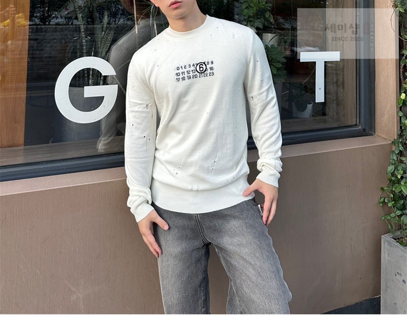 Maison Margiela 메종마르지엘라 뉴메릭 시그니처 MM6 스웨터 그레이 의류 2번 이미지