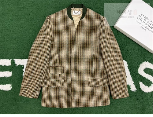 Maison Margiela 메종마르지엘라 체크 울 브이넥 히든 자켓 의류 1번 이미지