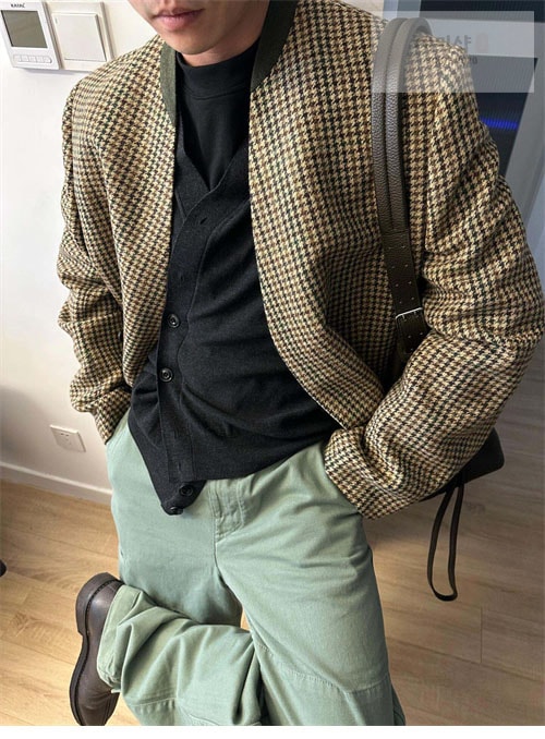 Maison Margiela 메종마르지엘라 체크 울 브이넥 히든 자켓 의류 13번 이미지