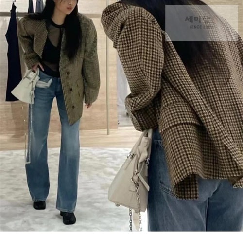 Maison Margiela 메종마르지엘라 체크 울 브이넥 히든 자켓 의류 15번 이미지