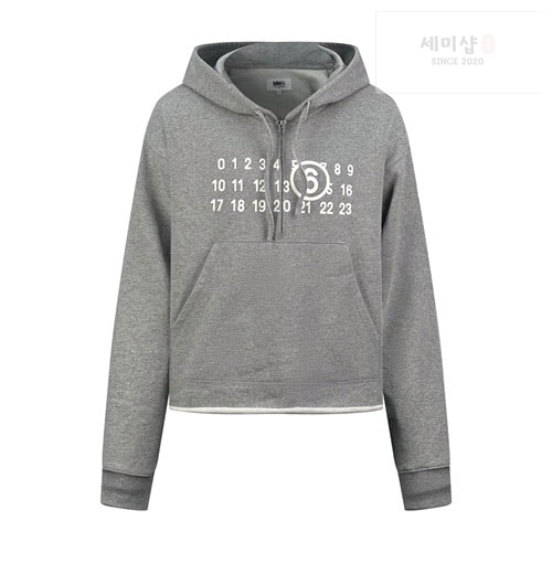 Maison Margiela 메종마르지엘라 MM6 넘버드 로고 프린트 반집업 후디 의류 10번 이미지