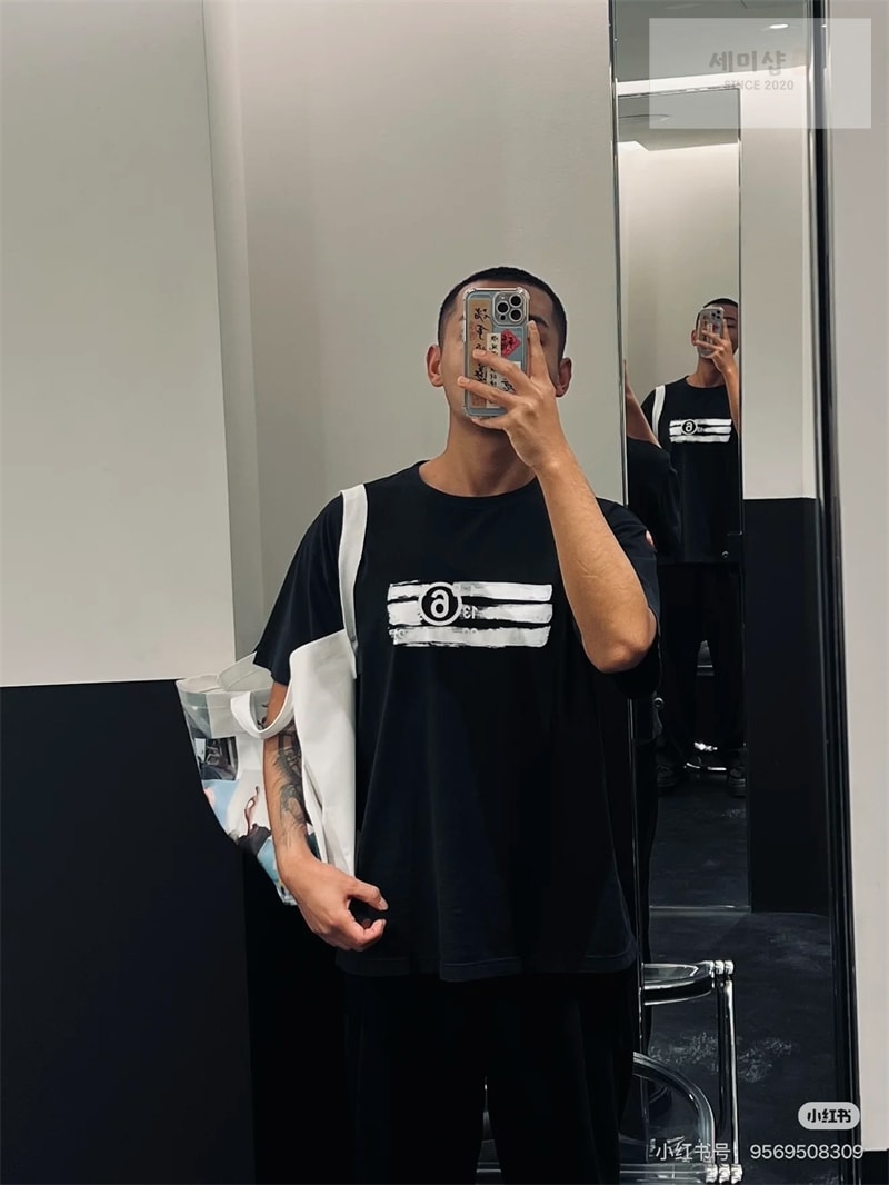 Maison Margiela 메종 마르지엘라 뉴메틱 로고 코튼 반팔 티셔츠 의류 3번 이미지