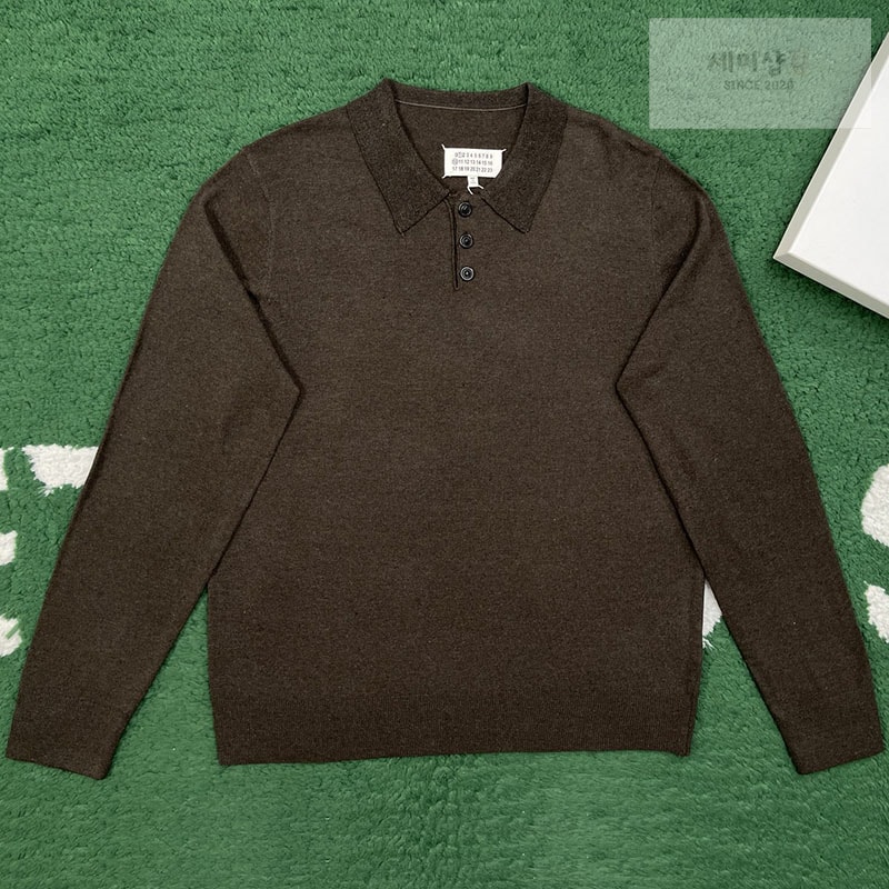 Maison Margiela 메종 마르지엘라 엘보우 패치 울 폴로 셔츠 의류 1번 이미지