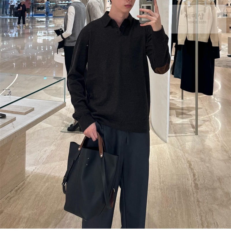 Maison Margiela 메종 마르지엘라 엘보우 패치 울 폴로 셔츠 의류 2번 이미지