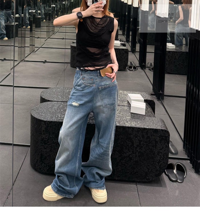 Maison Margiela 메종 마르지엘라 트위스트 와이드 레그 진 의류 1번 이미지