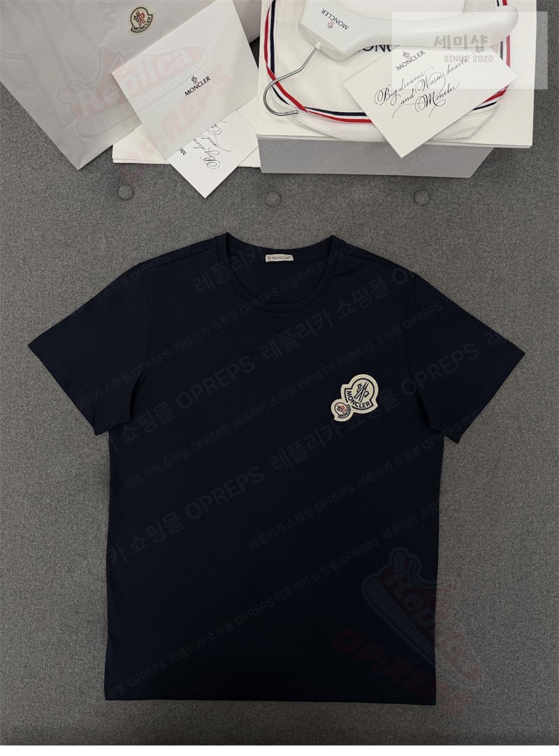 Moncler 몽클레어 더블 로고 패치 티셔츠 블랙 의류 5번 이미지