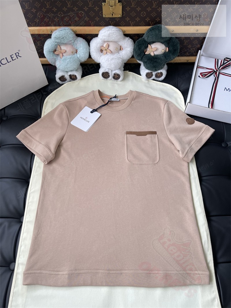 Moncler 몽클레어 레더 트리밍 코튼 티셔츠 블랙 의류 14번 이미지