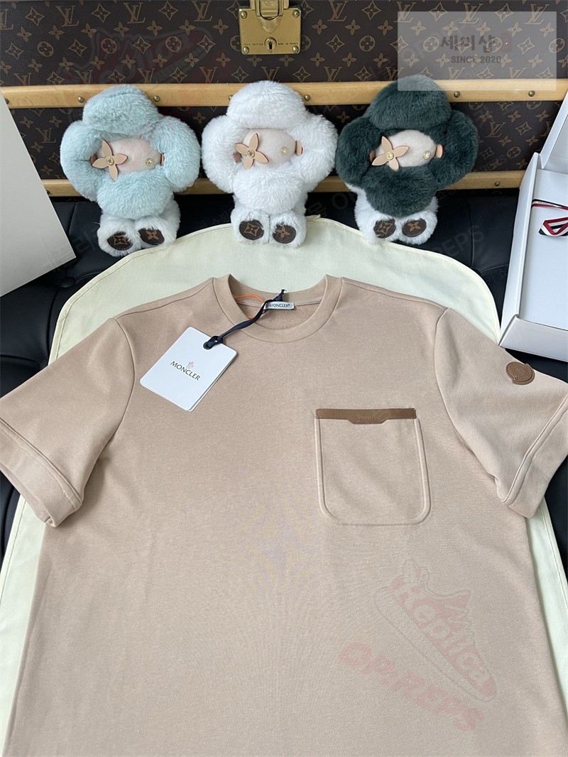 Moncler 몽클레어 레더 트리밍 코튼 티셔츠 블랙 의류 15번 이미지