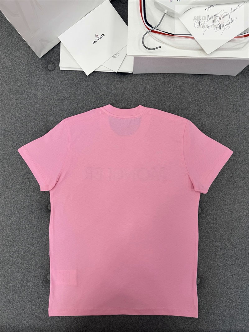 Moncler 몽클레어 레터링 로고 패치 반팔 티셔츠 핑크 의류 12번 이미지