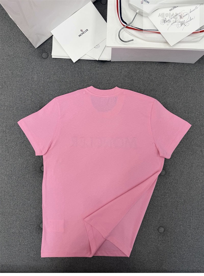 Moncler 몽클레어 레터링 로고 패치 반팔 티셔츠 핑크 의류 13번 이미지