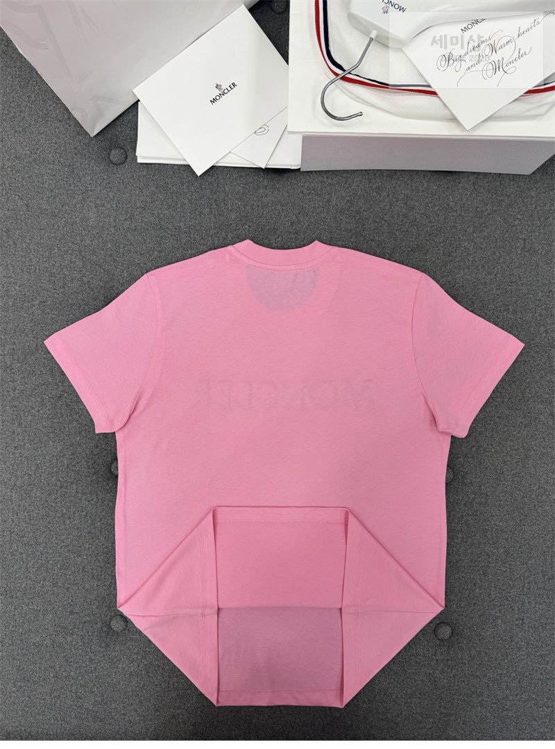 Moncler 몽클레어 레터링 로고 패치 반팔 티셔츠 핑크 의류 14번 이미지
