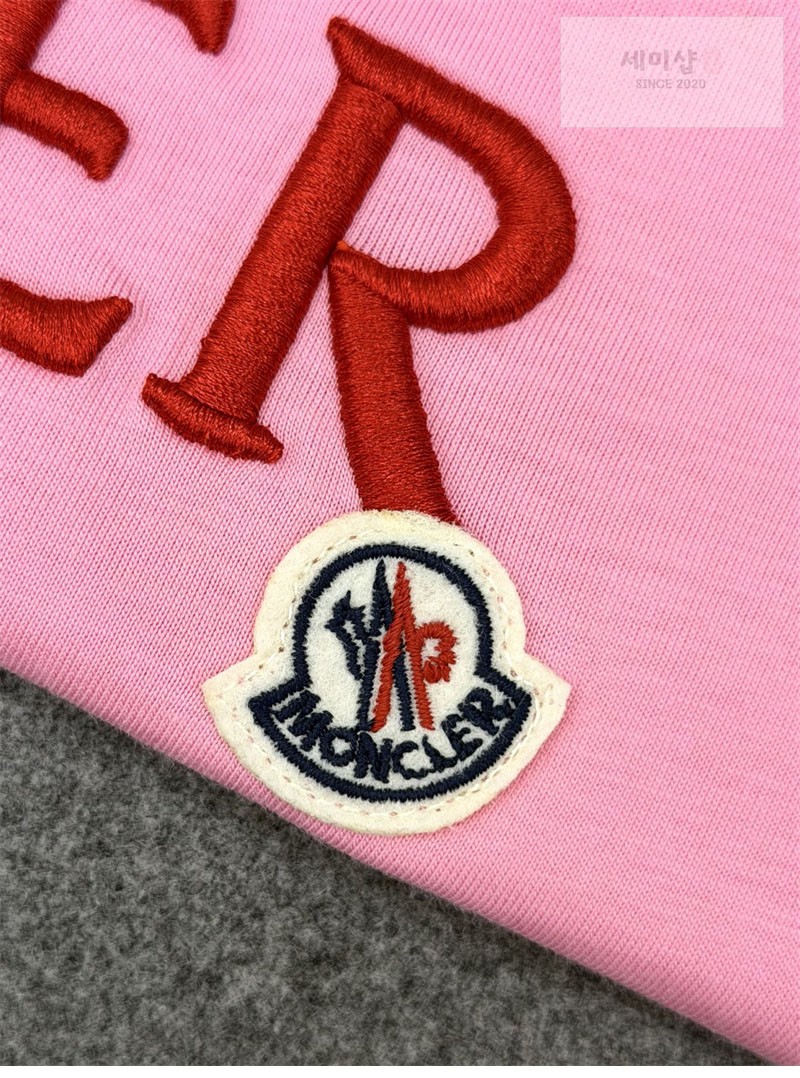 Moncler 몽클레어 레터링 로고 패치 반팔 티셔츠 핑크 의류 19번 이미지