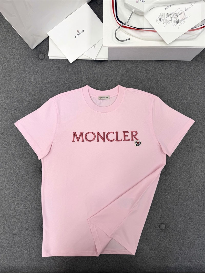 Moncler 몽클레어 레터링 로고 패치 반팔 티셔츠 핑크 의류 30번 이미지