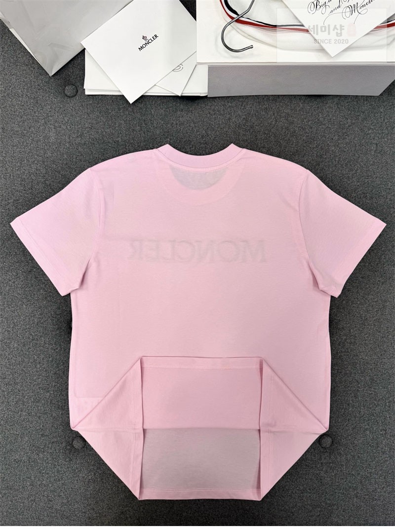 Moncler 몽클레어 레터링 로고 패치 반팔 티셔츠 핑크 의류 35번 이미지