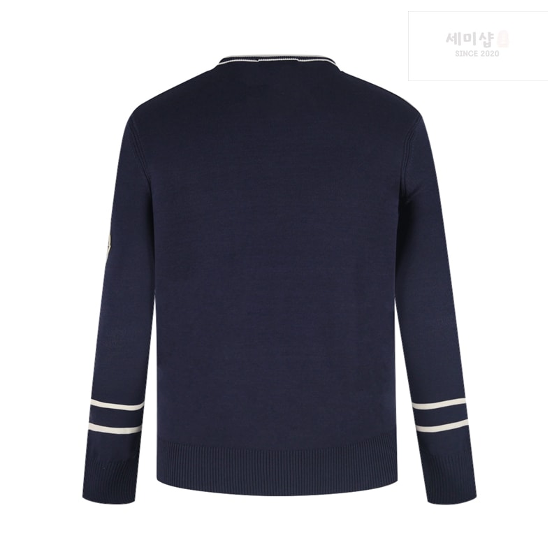 Moncler 몽클레어 로고 와펜 캐주얼 니트 스웨터 네이비 의류 3번 이미지