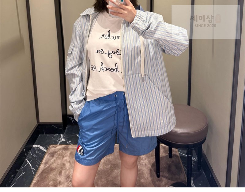 Moncler 몽클레어 로고 패치 스윔 팬츠 네이비 의류 6번 이미지