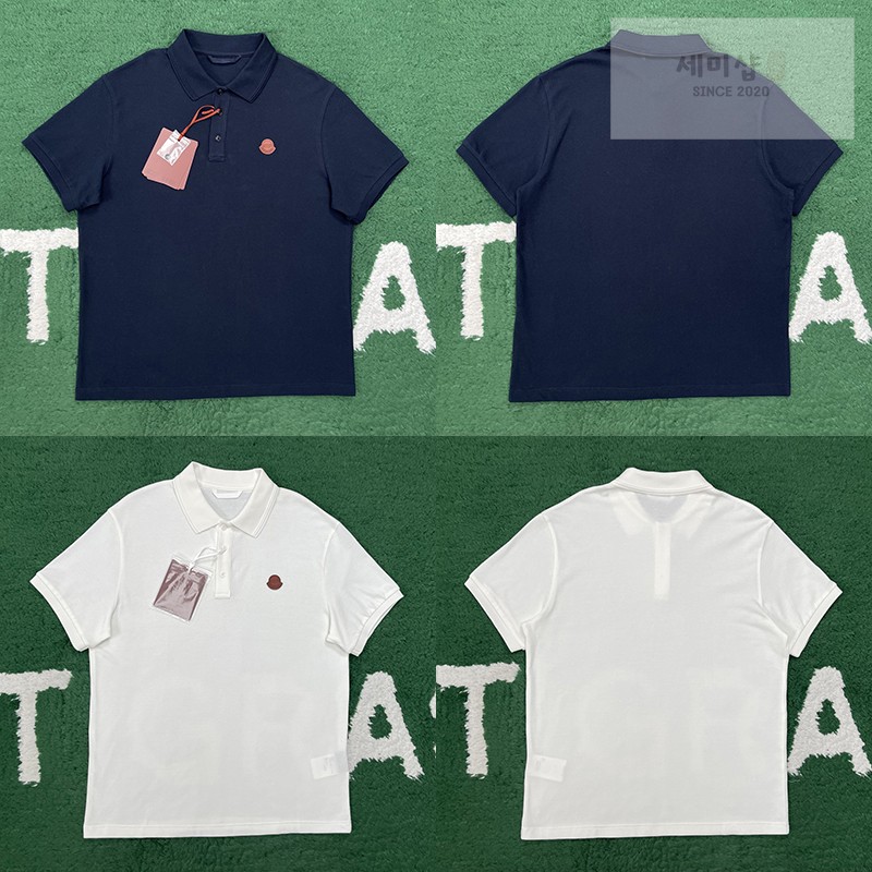 Moncler 몽클레어 로고 패치 코튼 피케 폴로 셔츠 네이비 의류 1번 이미지