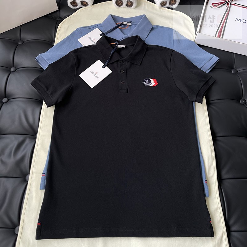 Moncler 몽클레어 로고 패치 코튼 피케 폴로 셔츠 블랙 의류 1번 이미지