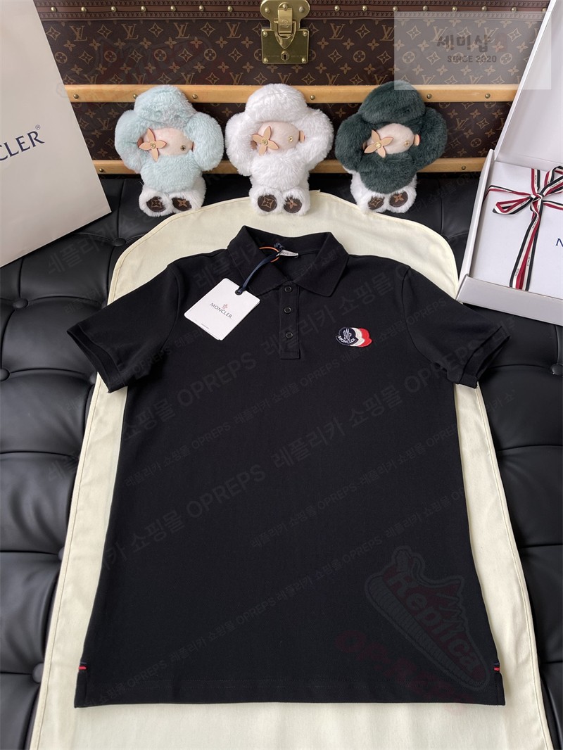 Moncler 몽클레어 로고 패치 코튼 피케 폴로 셔츠 블랙 의류 14번 이미지