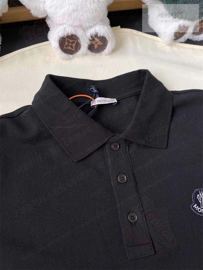 Moncler 몽클레어 로고 패치 코튼 피케 폴로 셔츠 블랙 의류 17번 이미지