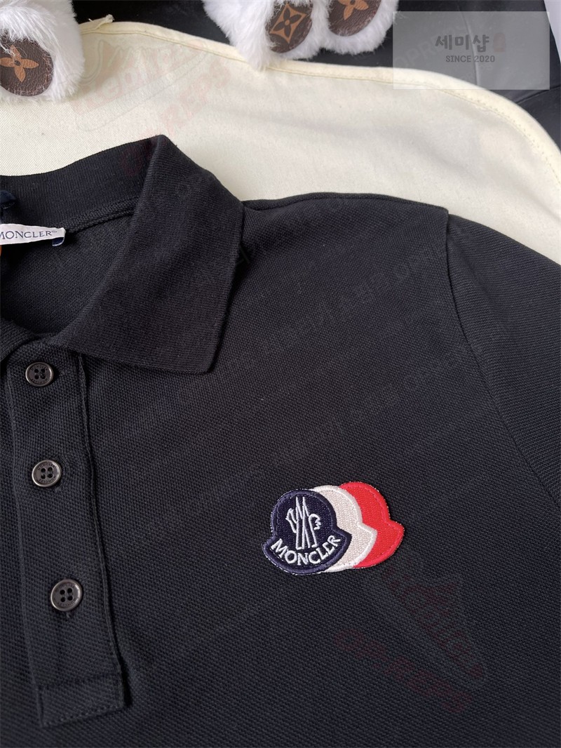 Moncler 몽클레어 로고 패치 코튼 피케 폴로 셔츠 블랙 의류 18번 이미지